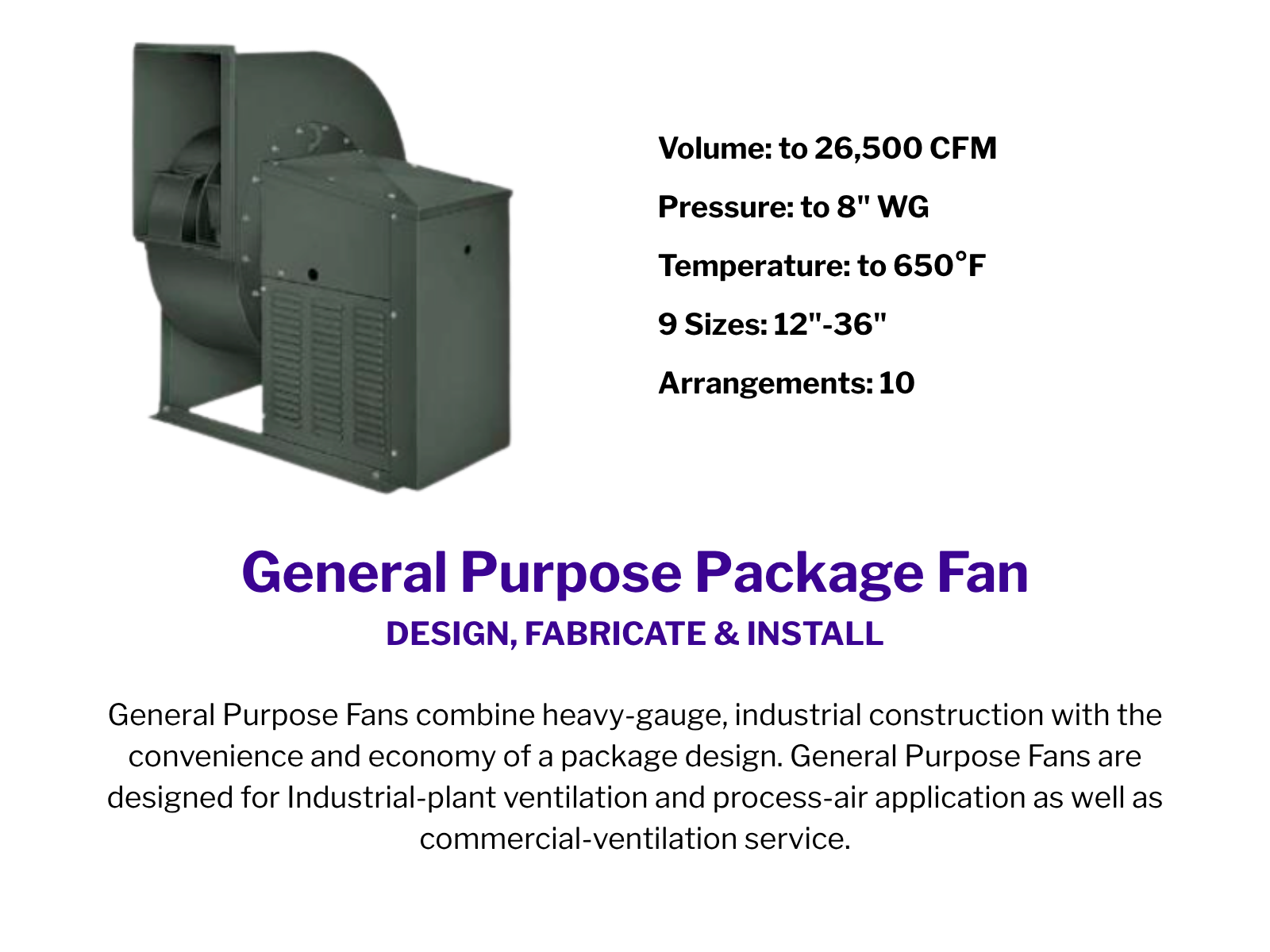 General Purpose Package Fan