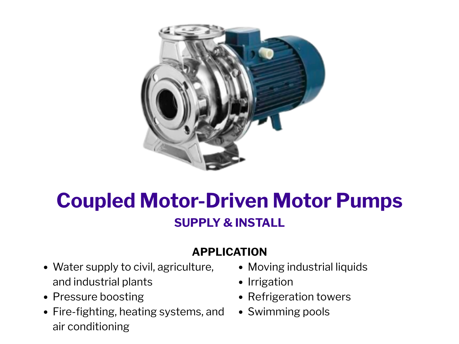 Coupled Motor-Driven Motor Pumps